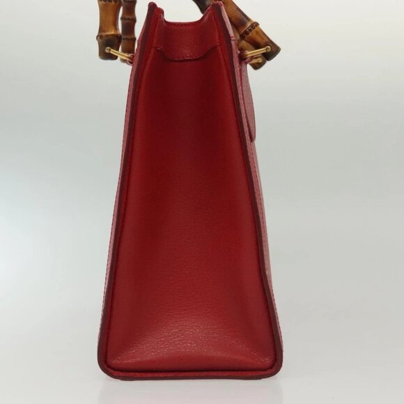 GUCCI Bamboo Hand Bag Leather Red Gold 002 2865 0260 Auth ep10194 - Picture 6 of 15